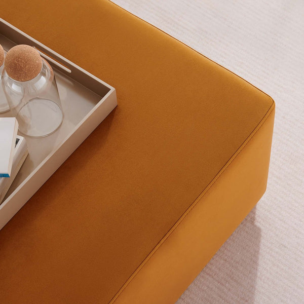 Modway Furniture Tilden Large 28" Square Performance Velvet Ottoman - Luxurious Multifunctional Accent for Any Space Rust Natural EEI-6643-RUS-NAT