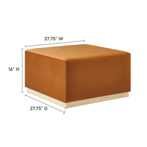 Modway Furniture Tilden Large 28" Square Performance Velvet Ottoman - Luxurious Multifunctional Accent for Any Space Rust Natural EEI-6643-RUS-NAT