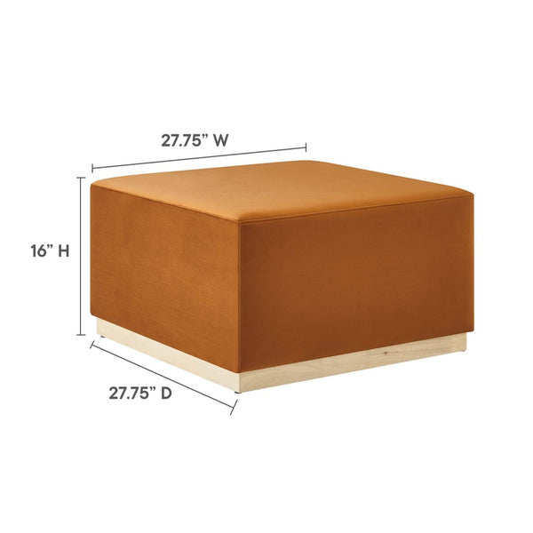 Modway Furniture Tilden Large 28" Square Performance Velvet Ottoman - Luxurious Multifunctional Accent for Any Space Rust Natural EEI-6643-RUS-NAT