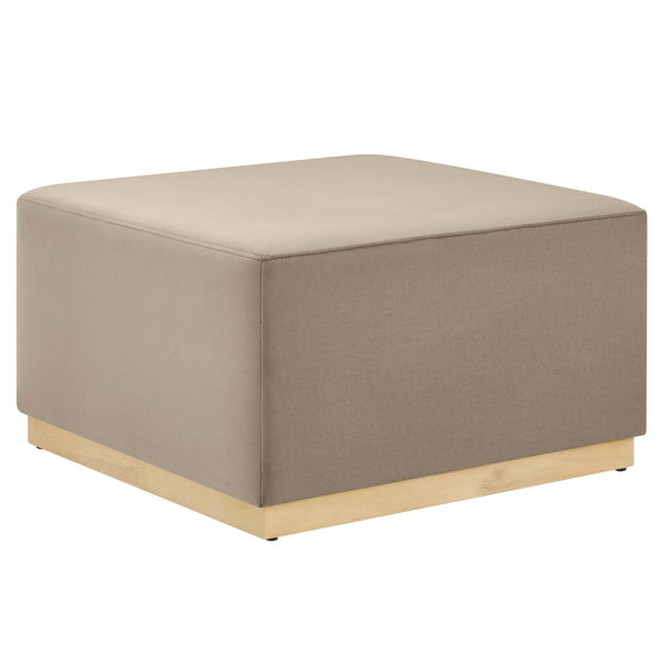 Modway Furniture Tilden Large 28" Square Performance Velvet Ottoman - Luxurious Multifunctional Accent for Any Space Taupe Natural EEI-6643-TAU-NAT