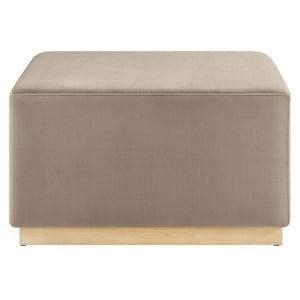 Modway Furniture Tilden Large 28" Square Performance Velvet Ottoman - Luxurious Multifunctional Accent for Any Space Taupe Natural EEI-6643-TAU-NAT