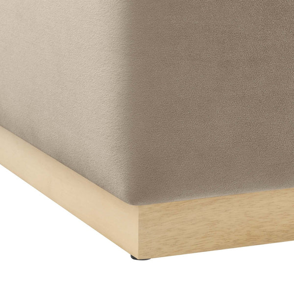 Modway Furniture Tilden Large 28" Square Performance Velvet Ottoman - Luxurious Multifunctional Accent for Any Space Taupe Natural EEI-6643-TAU-NAT