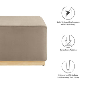 Modway Furniture Tilden Large 28" Square Performance Velvet Ottoman - Luxurious Multifunctional Accent for Any Space Taupe Natural EEI-6643-TAU-NAT