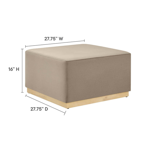 Modway Furniture Tilden Large 28" Square Performance Velvet Ottoman - Luxurious Multifunctional Accent for Any Space Taupe Natural EEI-6643-TAU-NAT