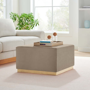 Modway Furniture Tilden Large 28" Square Performance Velvet Ottoman - Luxurious Multifunctional Accent for Any Space Taupe Natural EEI-6643-TAU-NAT