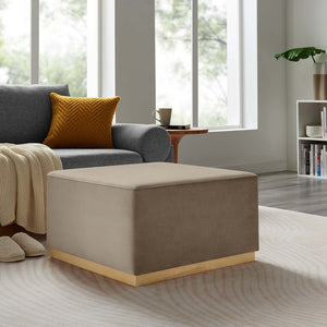 Modway Furniture Tilden Large 28" Square Performance Velvet Ottoman - Luxurious Multifunctional Accent for Any Space Taupe Natural EEI-6643-TAU-NAT