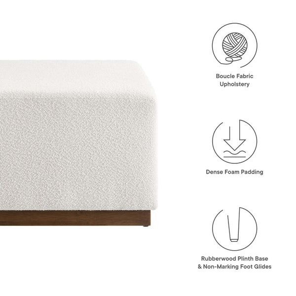 Modway Furniture Tilden Large 28" Square Boucle Upholstered Ottoman - Luxurious Comfort & Versatile Modern Design EEI-6644-CLO-WAL