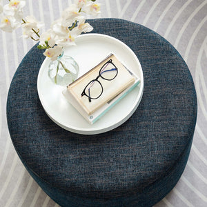 Modway Furniture Callum Large 23" Round Upholstered Ottoman - Modern Fabric Design, Versatile Use, Fully Assembled Heathered Weave Azure EEI-6645-HEA