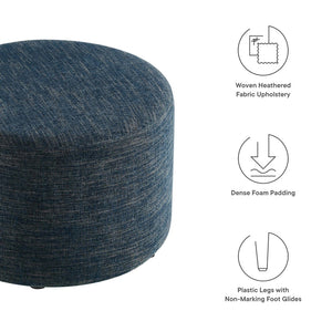 Modway Furniture Callum Large 23" Round Upholstered Ottoman - Modern Fabric Design, Versatile Use, Fully Assembled Heathered Weave Azure EEI-6645-HEA