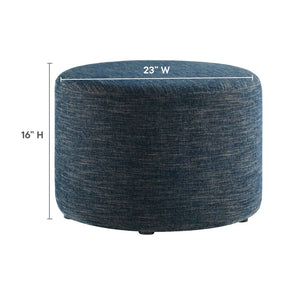 Modway Furniture Callum Large 23" Round Upholstered Ottoman - Modern Fabric Design, Versatile Use, Fully Assembled Heathered Weave Azure EEI-6645-HEA