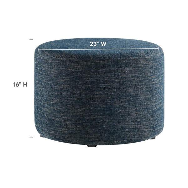 Modway Furniture Callum Large 23" Round Upholstered Ottoman - Modern Fabric Design, Versatile Use, Fully Assembled Heathered Weave Azure EEI-6645-HEA