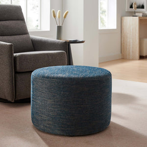 Modway Furniture Callum Large 23" Round Upholstered Ottoman - Modern Fabric Design, Versatile Use, Fully Assembled Heathered Weave Azure EEI-6645-HEA