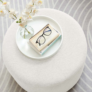 Modway Furniture Callum Large 23" Round Upholstered Ottoman - Modern Fabric Design, Versatile Use, Fully Assembled Heathered Weave Ivory EEI-6645-HEI