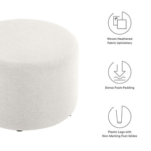 Modway Furniture Callum Large 23" Round Upholstered Ottoman - Modern Fabric Design, Versatile Use, Fully Assembled Heathered Weave Ivory EEI-6645-HEI