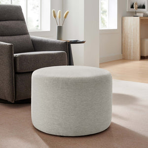 Modway Furniture Callum Large 23" Round Upholstered Ottoman - Modern Fabric Design, Versatile Use, Fully Assembled Heathered Weave Ivory EEI-6645-HEI