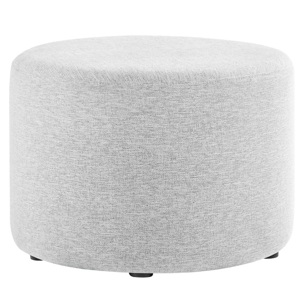 Modway Furniture Callum Large 23" Round Upholstered Ottoman - Modern Fabric Design, Versatile Use, Fully Assembled Heathered Weave Light Gray EEI-6645-HLG