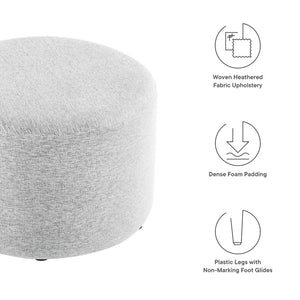 Modway Furniture Callum Large 23" Round Upholstered Ottoman - Modern Fabric Design, Versatile Use, Fully Assembled Heathered Weave Light Gray EEI-6645-HLG