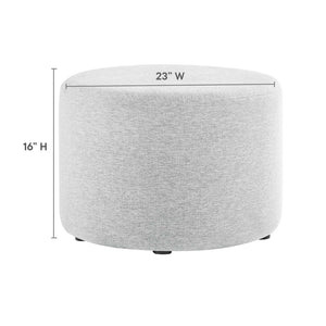 Modway Furniture Callum Large 23" Round Upholstered Ottoman - Modern Fabric Design, Versatile Use, Fully Assembled Heathered Weave Light Gray EEI-6645-HLG