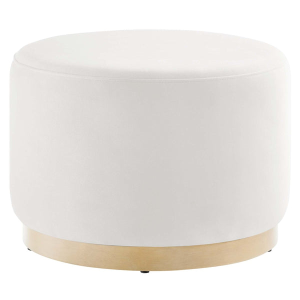 Modway Furniture Tilden Large 23" Round Performance Velvet Ottoman - Stylish, Durable Accent Piece for Modern Spaces Alabaster Natural EEI-6646-ALA-NAT