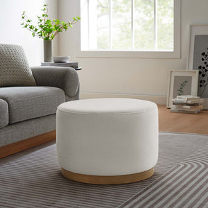 Modway Furniture Tilden Large 23" Round Performance Velvet Ottoman - Stylish, Durable Accent Piece for Modern Spaces Alabaster Natural EEI-6646-ALA-NAT