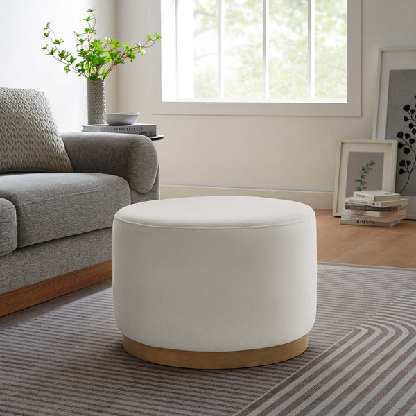 Modway Furniture Tilden Large 23" Round Performance Velvet Ottoman - Stylish, Durable Accent Piece for Modern Spaces Alabaster Natural EEI-6646-ALA-NAT