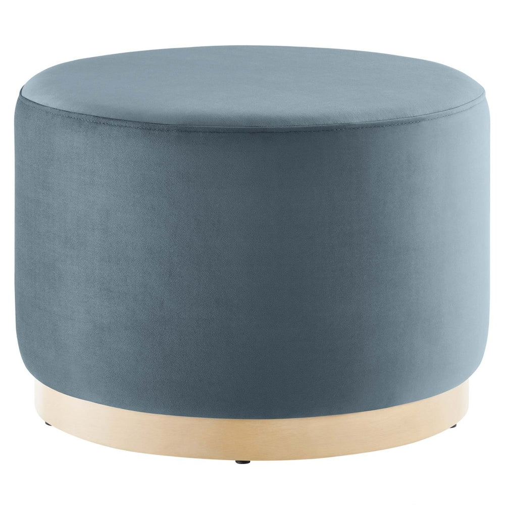 Modway Furniture Tilden Large 23" Round Performance Velvet Ottoman - Stylish, Durable Accent Piece for Modern Spaces Cadet Blue Natural EEI-6646-CAB-NAT