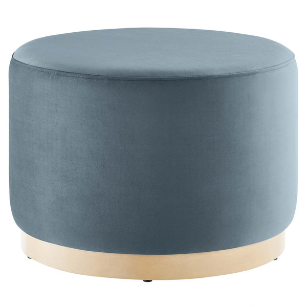 Modway Furniture Tilden Large 23" Round Performance Velvet Ottoman - Stylish, Durable Accent Piece for Modern Spaces Cadet Blue Natural EEI-6646-CAB-NAT