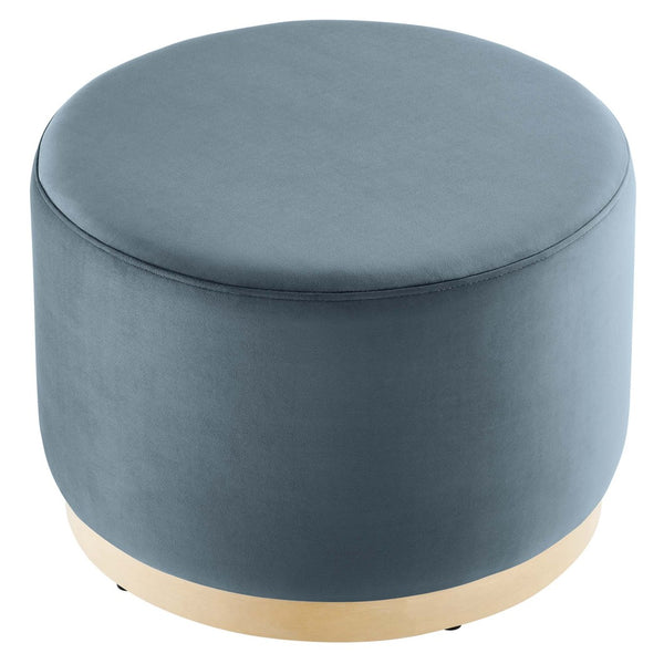 Modway Furniture Tilden Large 23" Round Performance Velvet Ottoman - Stylish, Durable Accent Piece for Modern Spaces Cadet Blue Natural EEI-6646-CAB-NAT