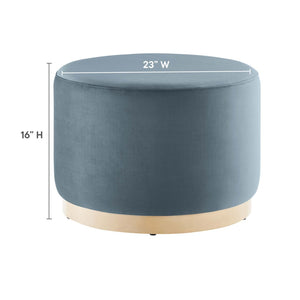 Modway Furniture Tilden Large 23" Round Performance Velvet Ottoman - Stylish, Durable Accent Piece for Modern Spaces Cadet Blue Natural EEI-6646-CAB-NAT