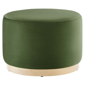 Modway Furniture Tilden Large 23" Round Performance Velvet Ottoman - Stylish, Durable Accent Piece for Modern Spaces Moss Green Natural EEI-6646-MOG-NAT