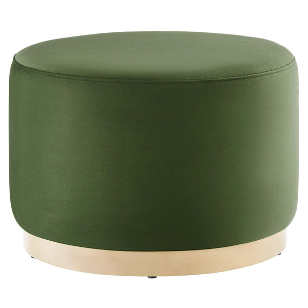 Modway Furniture Tilden Large 23" Round Performance Velvet Ottoman - Stylish, Durable Accent Piece for Modern Spaces Moss Green Natural EEI-6646-MOG-NAT