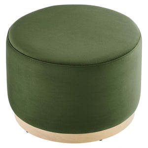 Modway Furniture Tilden Large 23" Round Performance Velvet Ottoman - Stylish, Durable Accent Piece for Modern Spaces Moss Green Natural EEI-6646-MOG-NAT