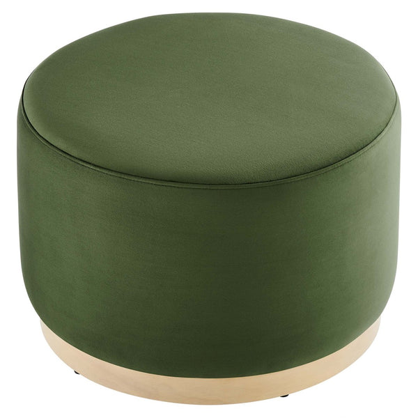Modway Furniture Tilden Large 23" Round Performance Velvet Ottoman - Stylish, Durable Accent Piece for Modern Spaces Moss Green Natural EEI-6646-MOG-NAT