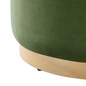 Modway Furniture Tilden Large 23" Round Performance Velvet Ottoman - Stylish, Durable Accent Piece for Modern Spaces Moss Green Natural EEI-6646-MOG-NAT