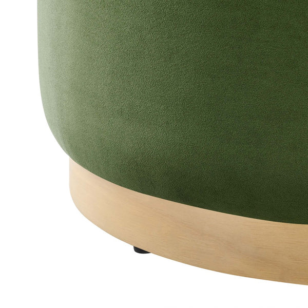 Modway Furniture Tilden Large 23" Round Performance Velvet Ottoman - Stylish, Durable Accent Piece for Modern Spaces Moss Green Natural EEI-6646-MOG-NAT