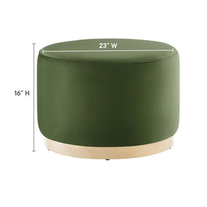 Modway Furniture Tilden Large 23" Round Performance Velvet Ottoman - Stylish, Durable Accent Piece for Modern Spaces Moss Green Natural EEI-6646-MOG-NAT