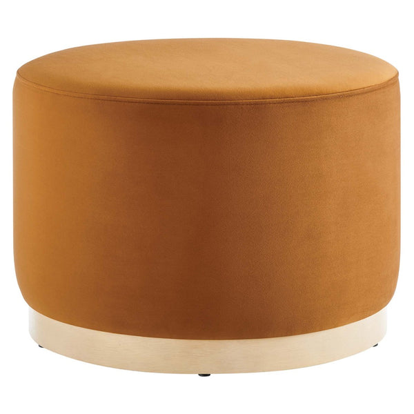 Modway Furniture Tilden Large 23" Round Performance Velvet Ottoman - Stylish, Durable Accent Piece for Modern Spaces Rust Natural EEI-6646-RUS-NAT