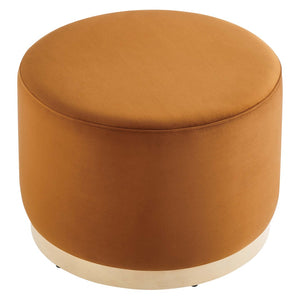 Modway Furniture Tilden Large 23" Round Performance Velvet Ottoman - Stylish, Durable Accent Piece for Modern Spaces Rust Natural EEI-6646-RUS-NAT