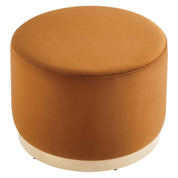 Modway Furniture Tilden Large 23" Round Performance Velvet Ottoman - Stylish, Durable Accent Piece for Modern Spaces Rust Natural EEI-6646-RUS-NAT
