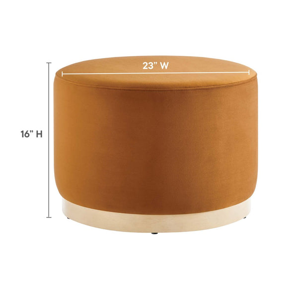 Modway Furniture Tilden Large 23" Round Performance Velvet Ottoman - Stylish, Durable Accent Piece for Modern Spaces Rust Natural EEI-6646-RUS-NAT