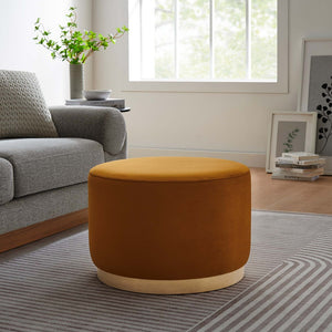 Modway Furniture Tilden Large 23" Round Performance Velvet Ottoman - Stylish, Durable Accent Piece for Modern Spaces Rust Natural EEI-6646-RUS-NAT