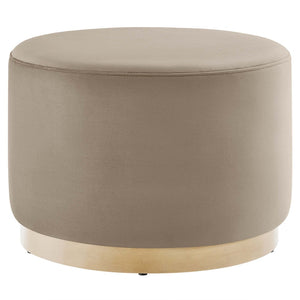 Modway Furniture Tilden Large 23" Round Performance Velvet Ottoman - Stylish, Durable Accent Piece for Modern Spaces Taupe Natural EEI-6646-TAU-NAT