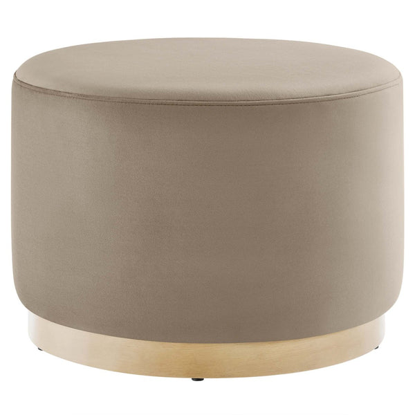 Modway Furniture Tilden Large 23" Round Performance Velvet Ottoman - Stylish, Durable Accent Piece for Modern Spaces Taupe Natural EEI-6646-TAU-NAT