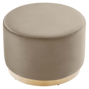 Modway Furniture Tilden Large 23" Round Performance Velvet Ottoman - Stylish, Durable Accent Piece for Modern Spaces Taupe Natural EEI-6646-TAU-NAT