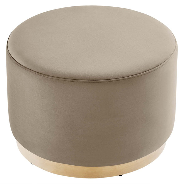 Modway Furniture Tilden Large 23" Round Performance Velvet Ottoman - Stylish, Durable Accent Piece for Modern Spaces Taupe Natural EEI-6646-TAU-NAT