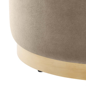 Modway Furniture Tilden Large 23" Round Performance Velvet Ottoman - Stylish, Durable Accent Piece for Modern Spaces Taupe Natural EEI-6646-TAU-NAT