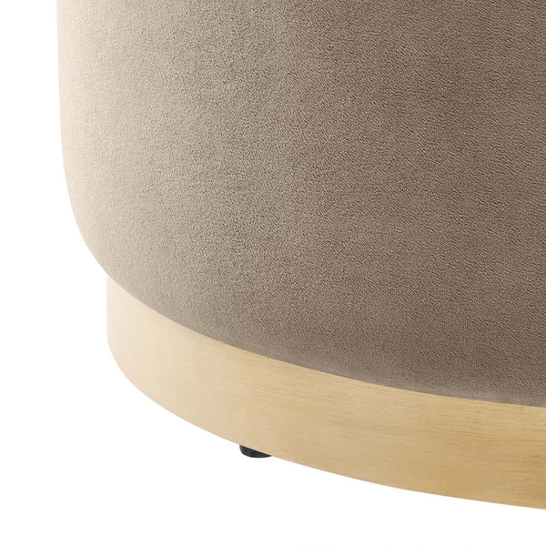 Modway Furniture Tilden Large 23" Round Performance Velvet Ottoman - Stylish, Durable Accent Piece for Modern Spaces Taupe Natural EEI-6646-TAU-NAT