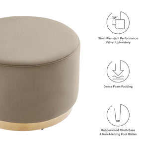 Modway Furniture Tilden Large 23" Round Performance Velvet Ottoman - Stylish, Durable Accent Piece for Modern Spaces Taupe Natural EEI-6646-TAU-NAT