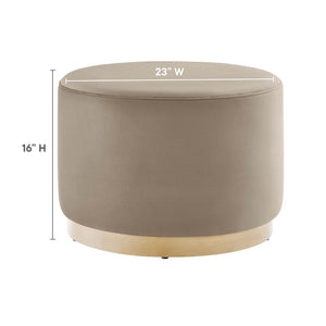 Modway Furniture Tilden Large 23" Round Performance Velvet Ottoman - Stylish, Durable Accent Piece for Modern Spaces Taupe Natural EEI-6646-TAU-NAT