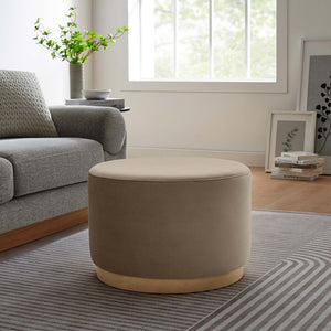 Modway Furniture Tilden Large 23" Round Performance Velvet Ottoman - Stylish, Durable Accent Piece for Modern Spaces Taupe Natural EEI-6646-TAU-NAT